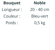 Bouquet Longueur : Couleur : Poids :    Noble 20 - 40 cm Bleu-vert 0,5 kg